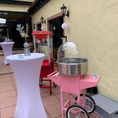Zuckerwattemaschine mieten mit Wagen für Events